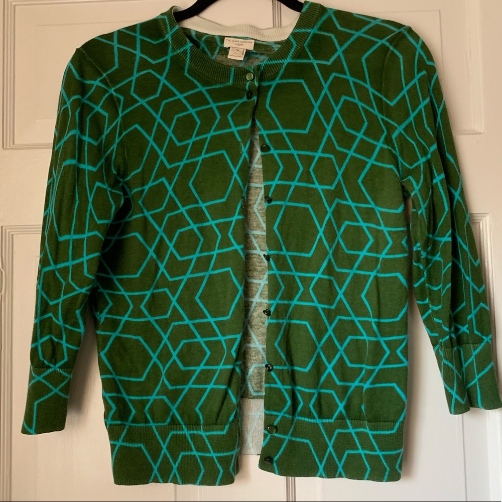 Clare Cardigan J. Crew Green & Turquoise Blue M